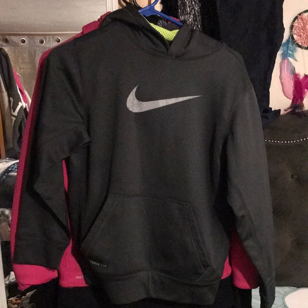 Gray and lime green Nike hoodie